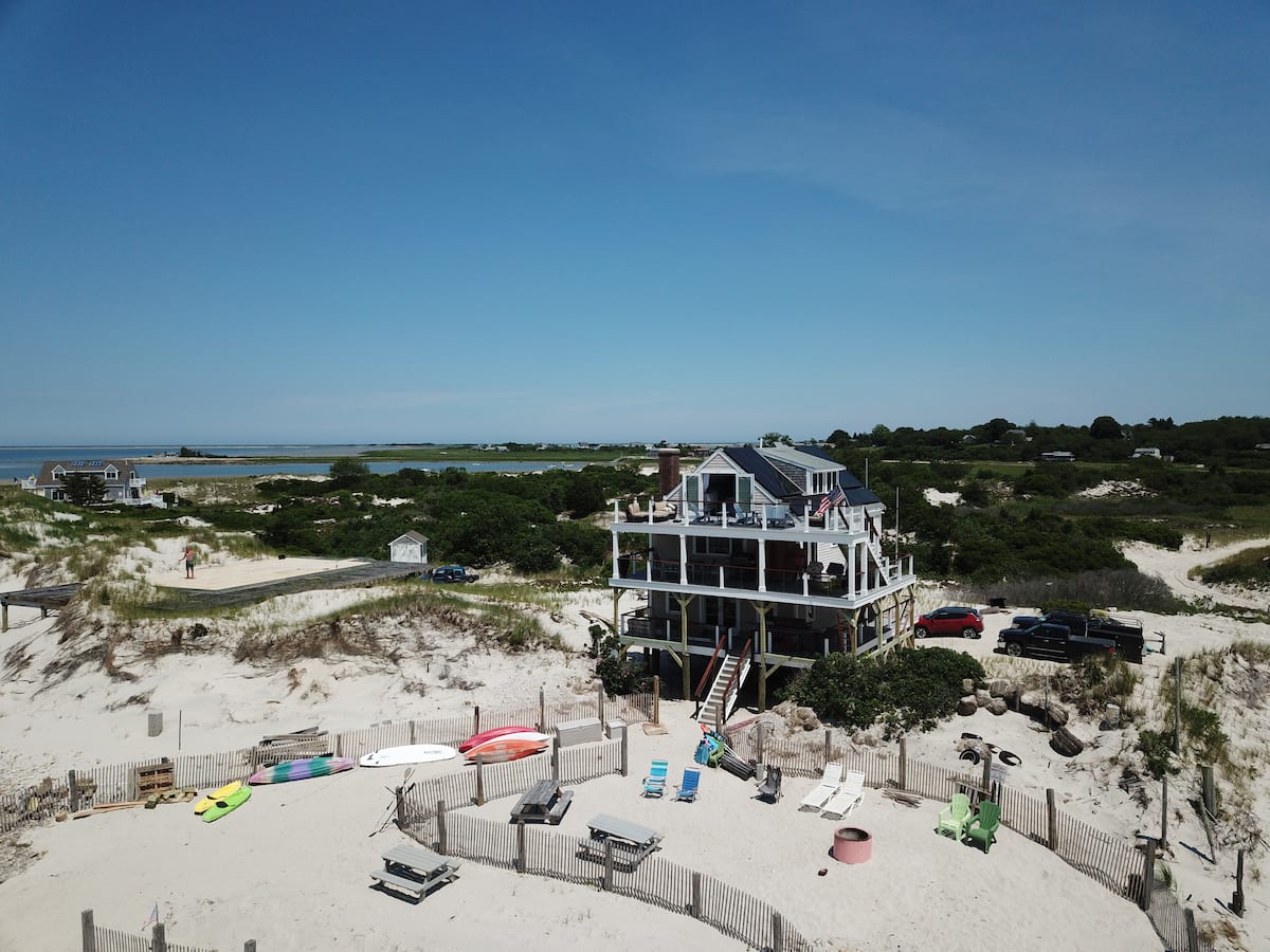 Aerial view of Bayberry Dunes and its beach