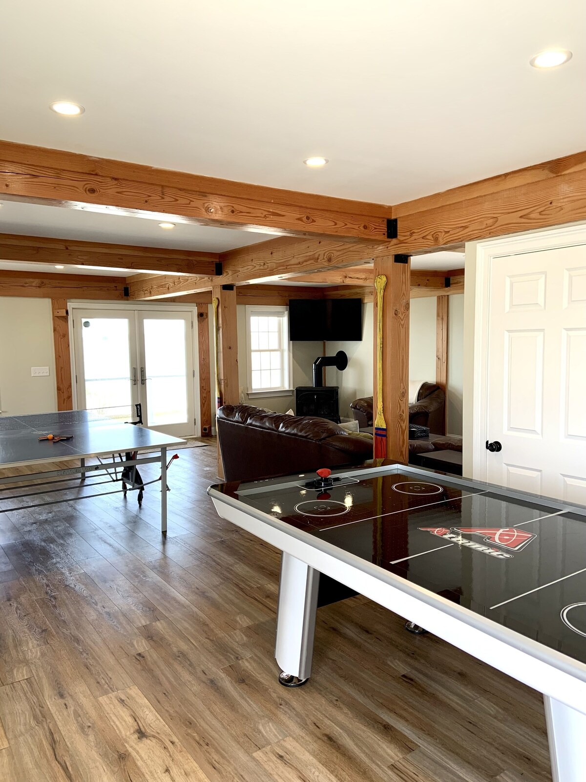 Game room with ping pong and air hockey
